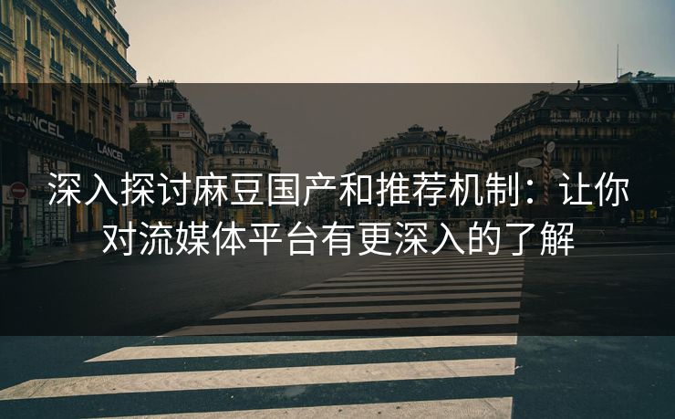 深入探讨麻豆国产和推荐机制：让你对流媒体平台有更深入的了解