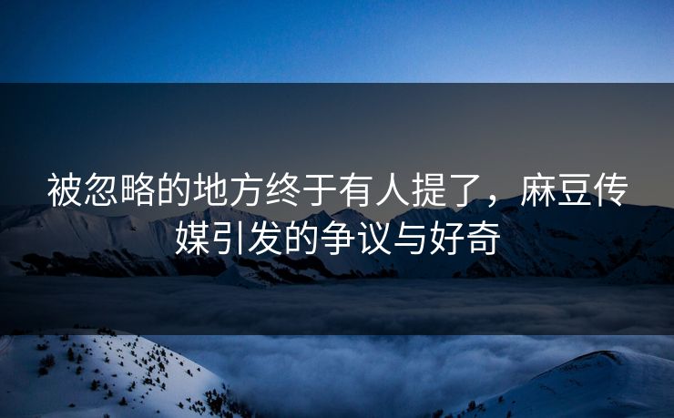 被忽略的地方终于有人提了，麻豆传媒引发的争议与好奇